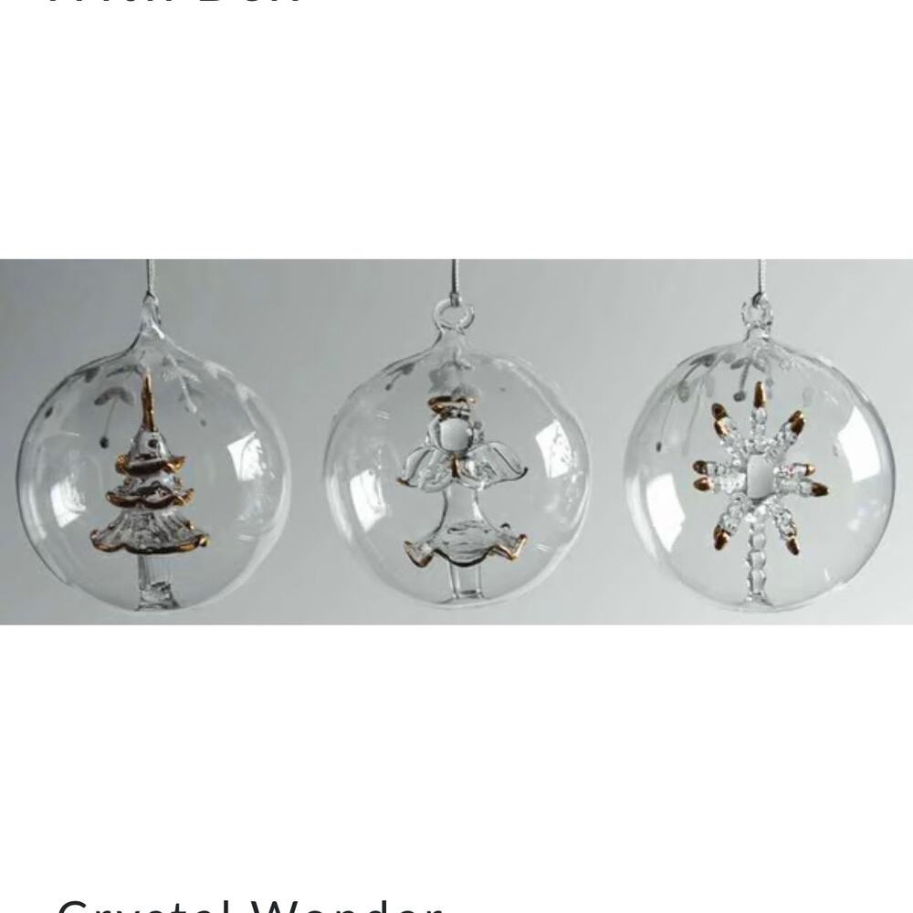 Lenox Crystal Wonder Ornaments Set of 3 Glass Ornaments